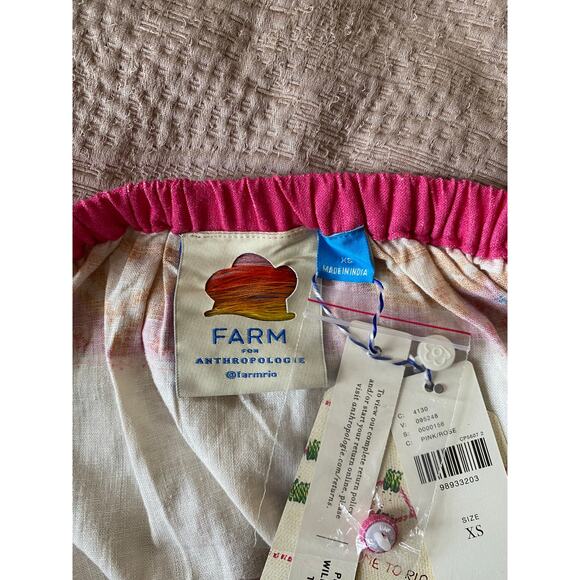 FARM RIO NWT Anthropologie Printed Linen Blend Dress Size XS - Picture 8 of 13